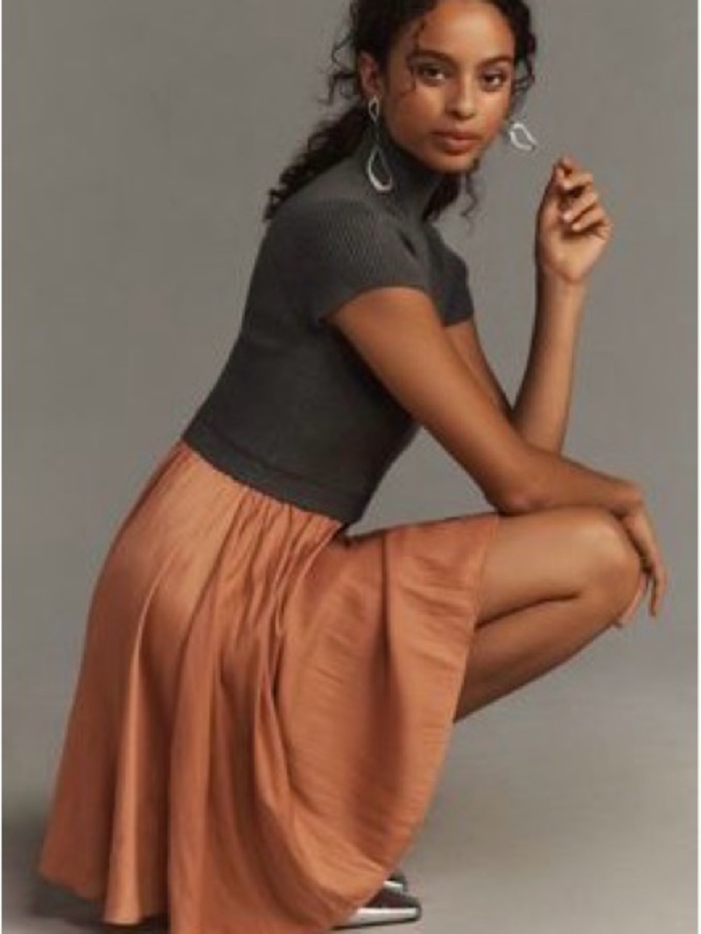 Anthropologie Satin Mini Dress in Rust